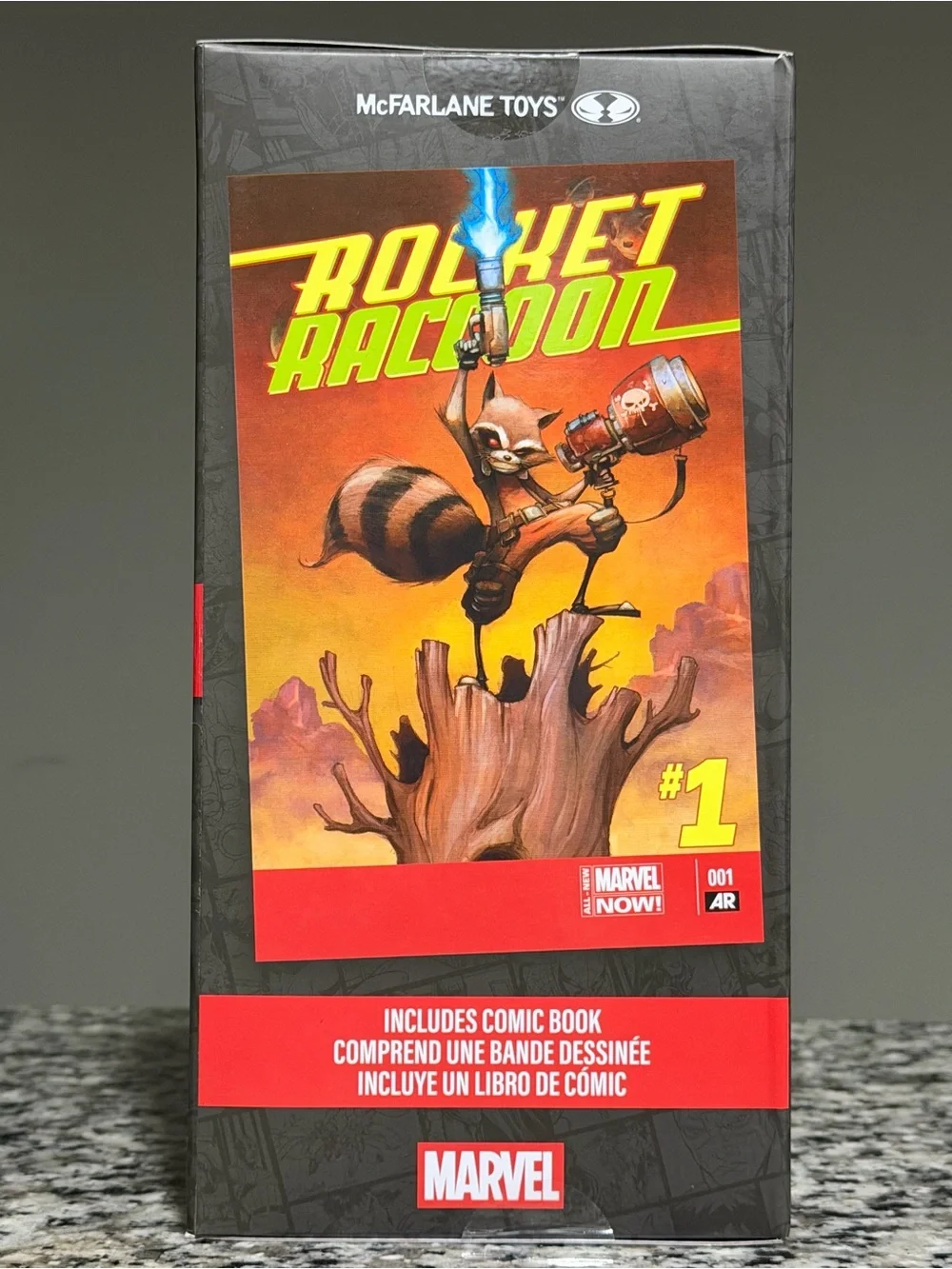 Marvel Rocket Raccoon Figure in Orange Outfit with Brown Tail